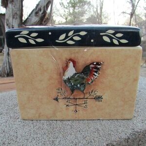 ceramic Recipes canister ftr a Susan Winget rooster and weathervane design